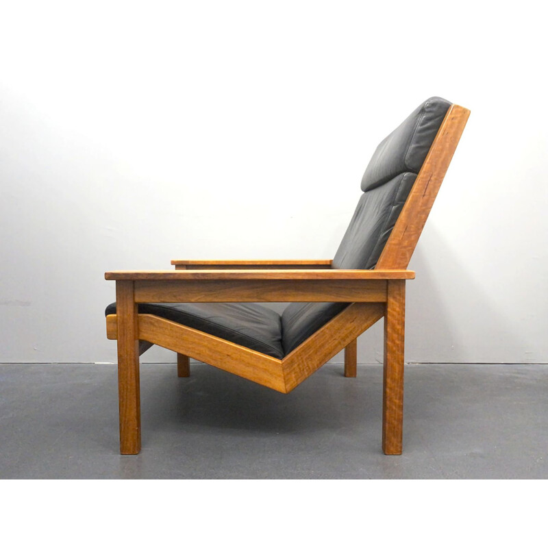 Vintage Lotus armchair in leather and teak by Rob Parry for Gelderland, Netherlands 1960s