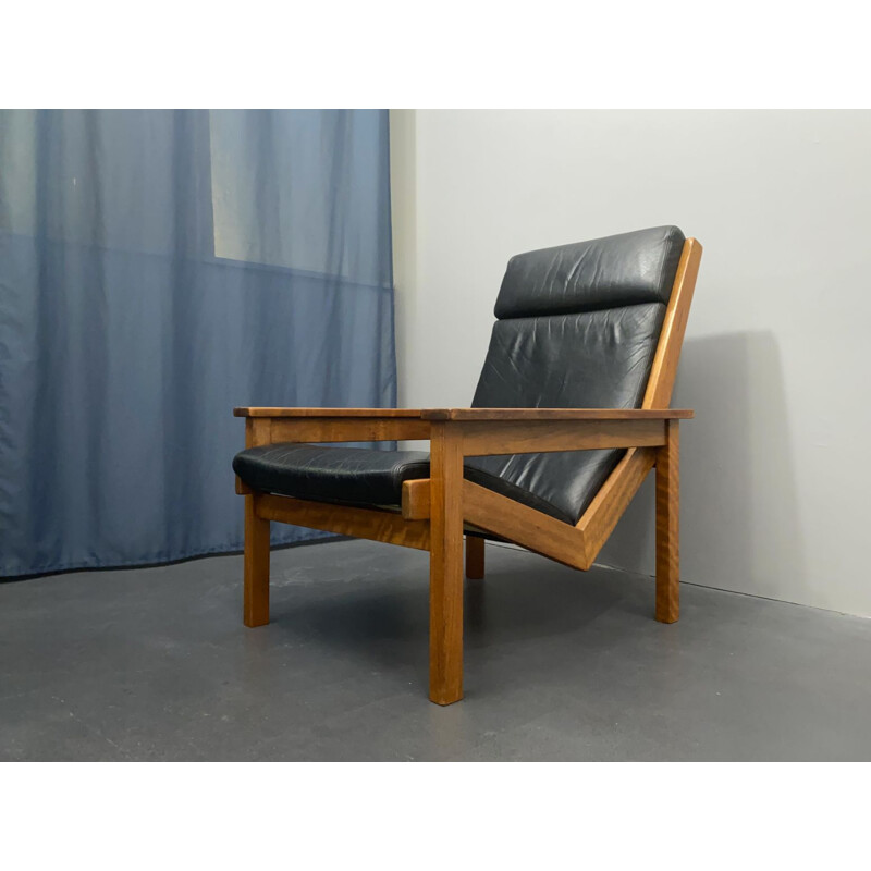 Vintage Lotus armchair in leather and teak by Rob Parry for Gelderland, Netherlands 1960s