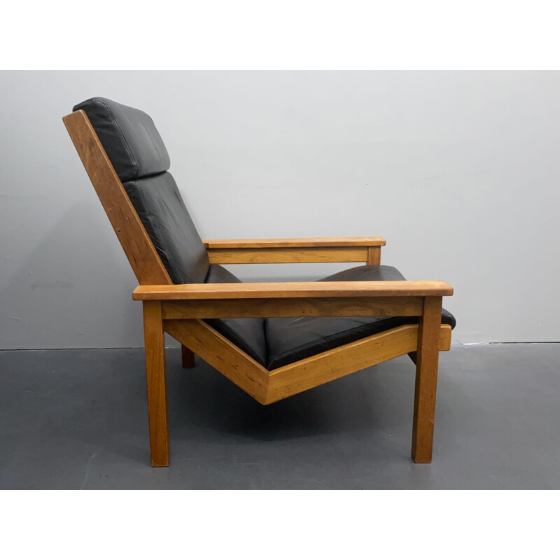 Vintage Lotus armchair in leather and teak by Rob Parry for Gelderland, Netherlands 1960s