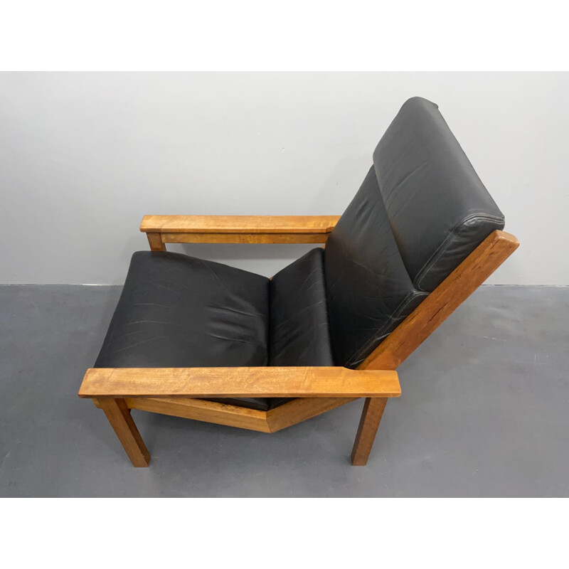 Vintage Lotus fauteuil in teak en leer door Rob Parry voor Gelderland, Nederland 1960