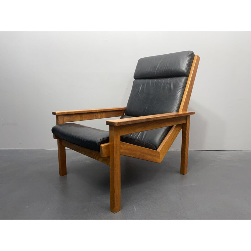 Vintage Lotus fauteuil in teak en leer door Rob Parry voor Gelderland, Nederland 1960