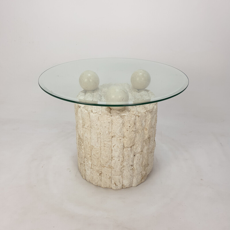 Vintage travertine coffee table by Magnussen Ponte, 1980