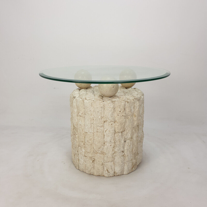 Vintage travertine coffee table by Magnussen Ponte, 1980