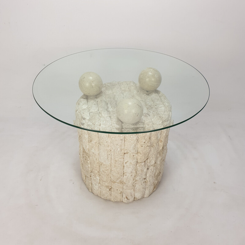 Vintage travertine coffee table by Magnussen Ponte, 1980