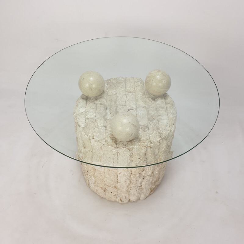 Vintage travertine coffee table by Magnussen Ponte, 1980