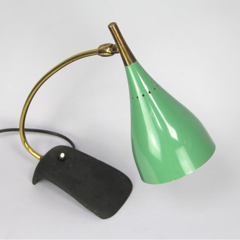 Lampe à poser vintage en métal laqué et laiton par Stilnovo