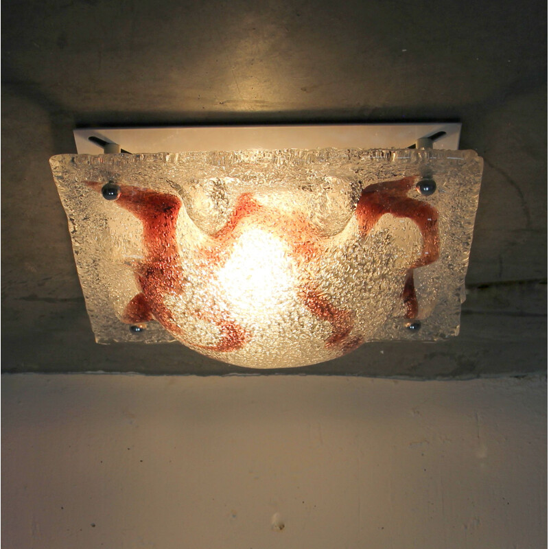 Lampada da soffitto in vetro di Murano vintage, 1970