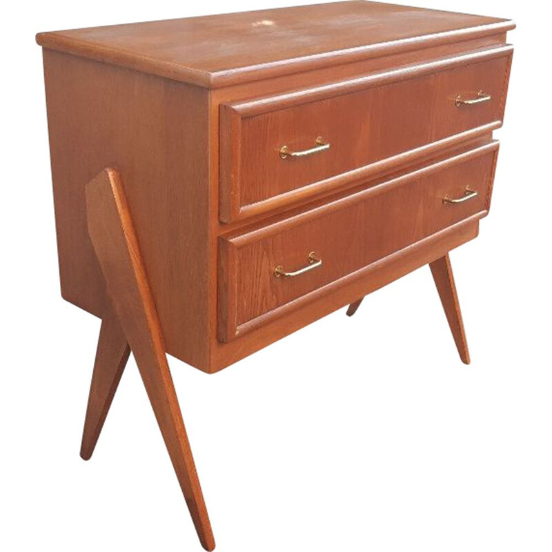 Vintage gilt oakwood chest of drawers, 1950