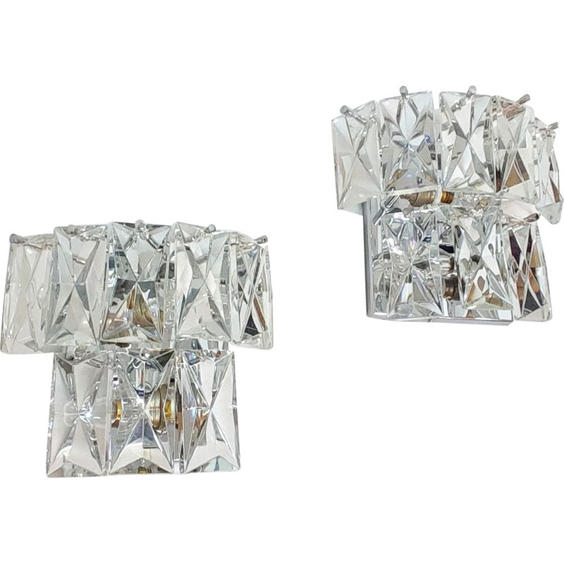 Pair of vintage crystal wall lamps