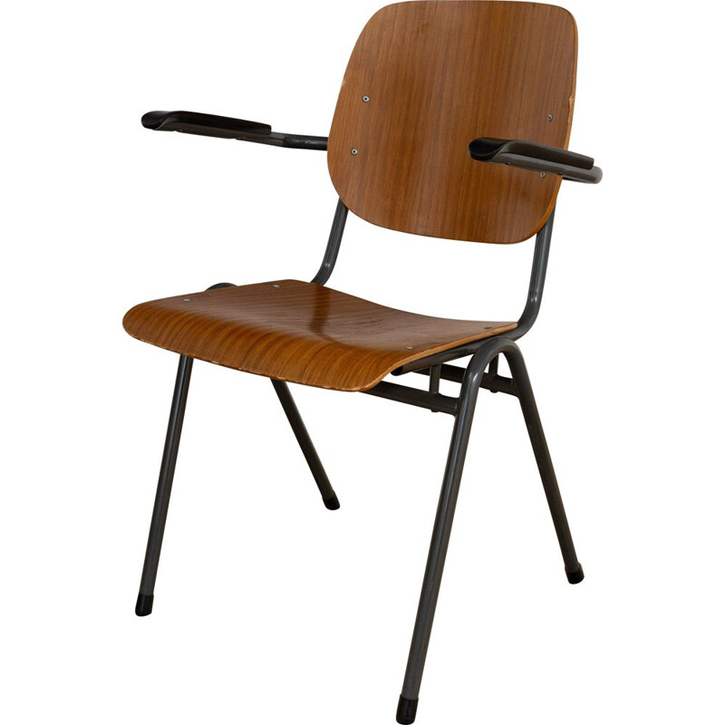 Stackable vintage chair with armrests
