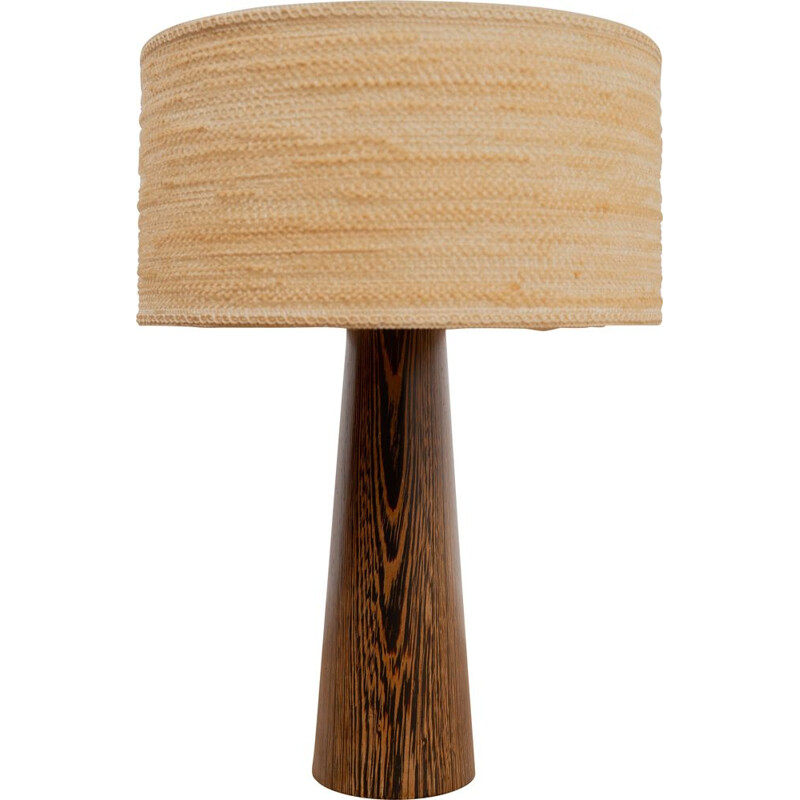 Lampe de bureau vintage en tissu et bois