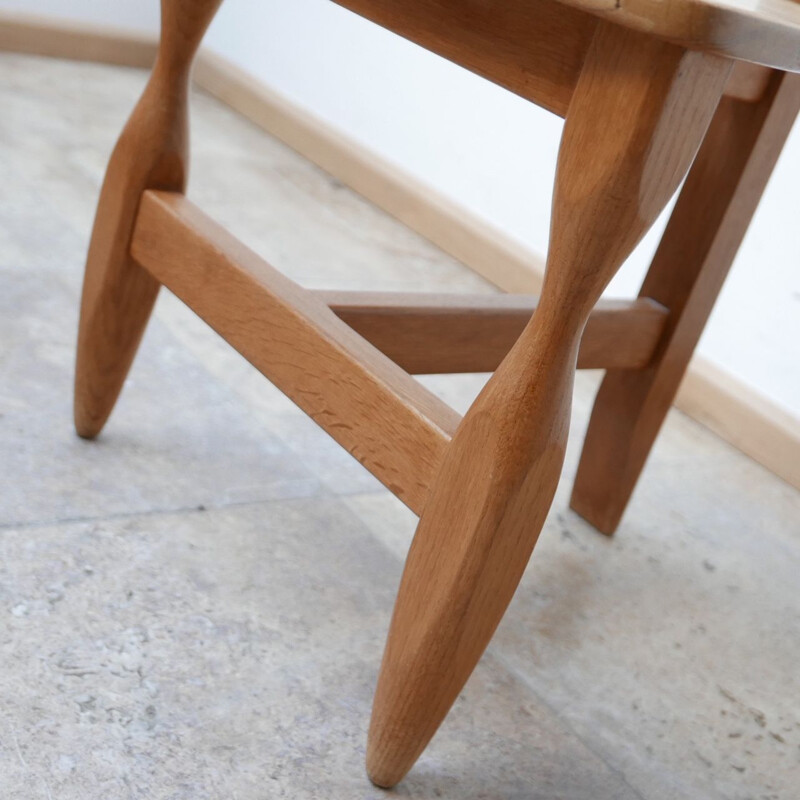 Mid-century French oakwood tripod chair by Guillerme et Chambron, 1960s