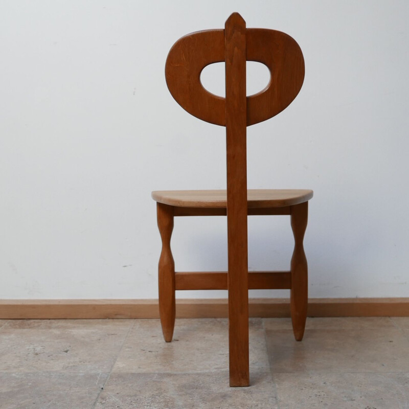 Mid-century French oakwood tripod chair by Guillerme et Chambron, 1960s