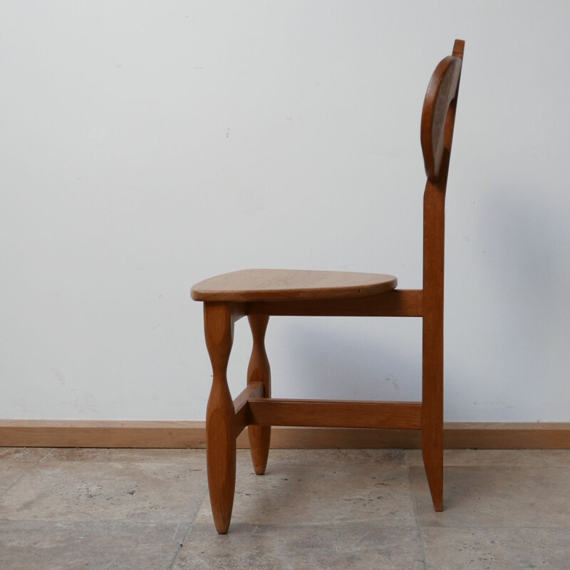 Mid-century French oakwood tripod chair by Guillerme et Chambron, 1960s