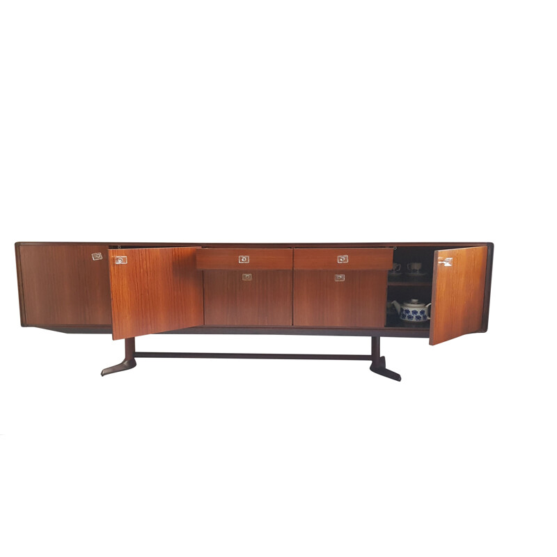 Rosewood and teak vintage Franeker sideboard with glass knobs by William Watting for Fristho, 1960s