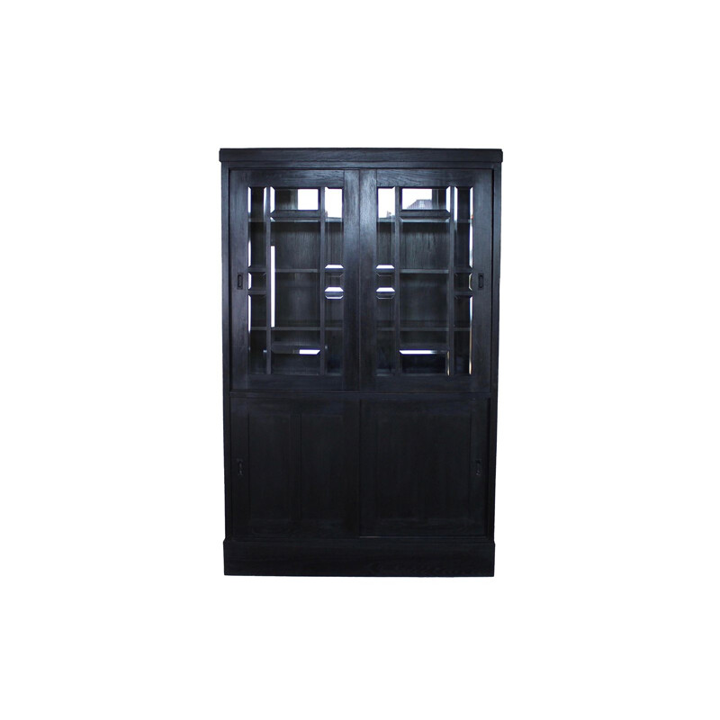 Mid century display cabinet with sliding doors