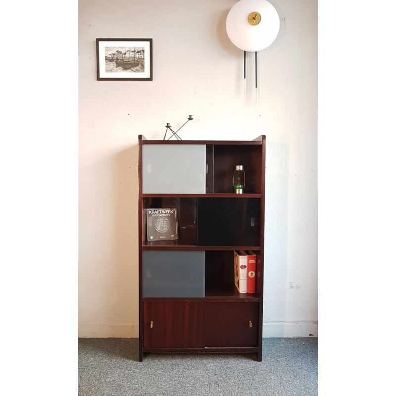 Vintage display cabinet with sliding doors