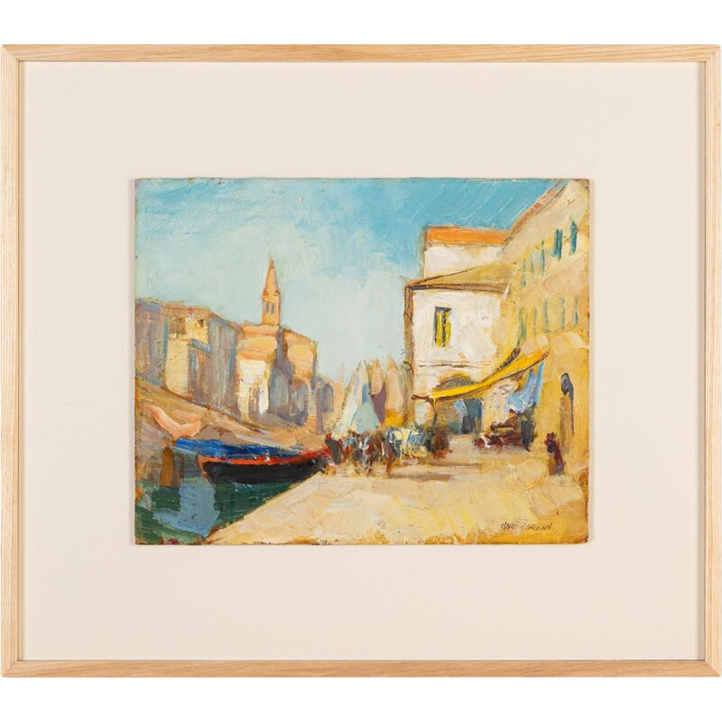 Huile sur plaque vintage "Venice"