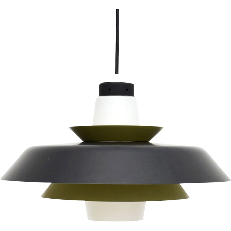 Vintage black and green pendant lamp, Denmark 1960s