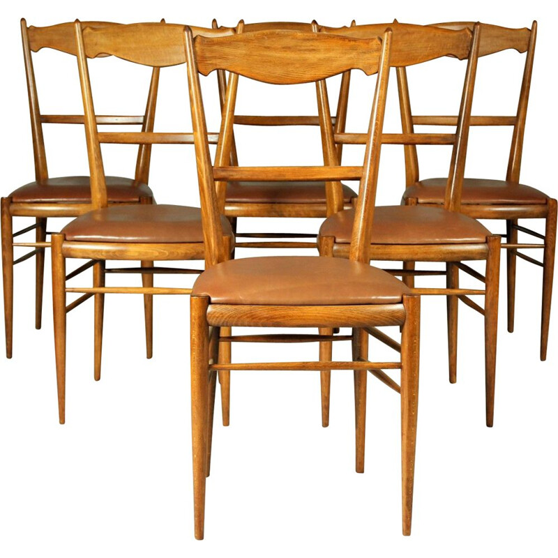 Set of 6 vintage Czech beechwood dining chairs, 1970s