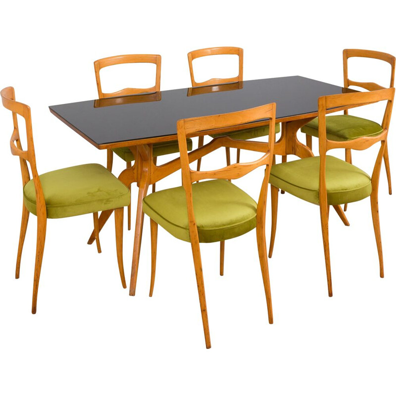 Italian mid-century Maple dining set by Ice Parisi