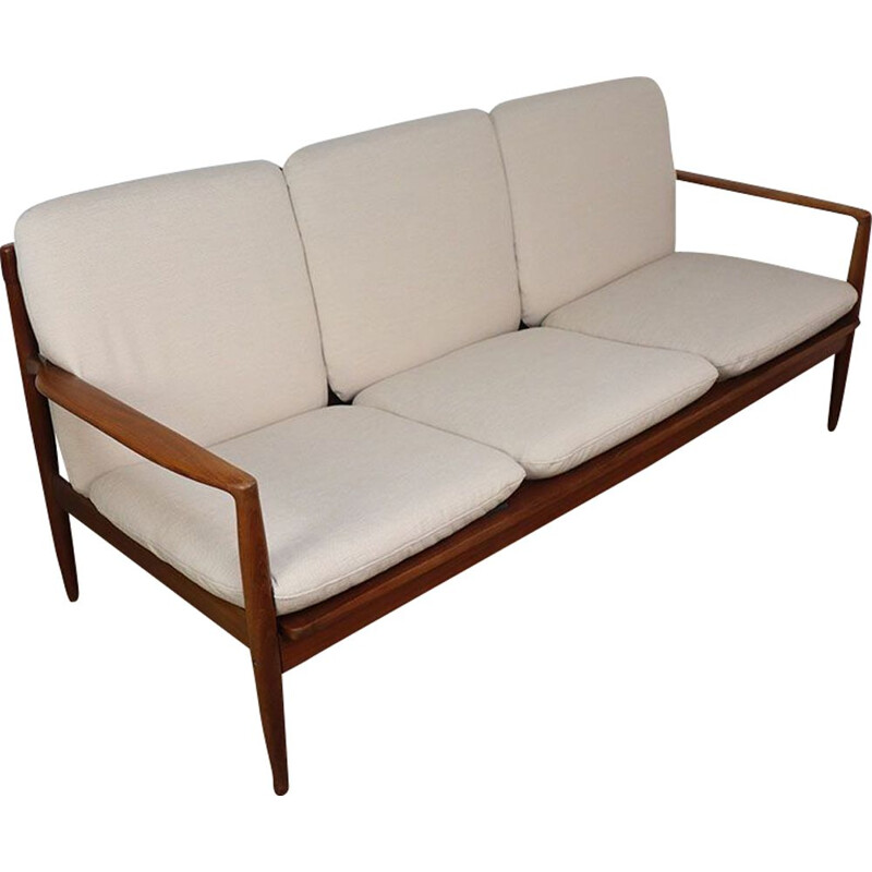 Canapé scandinave vintage en teck et tissu, 1960