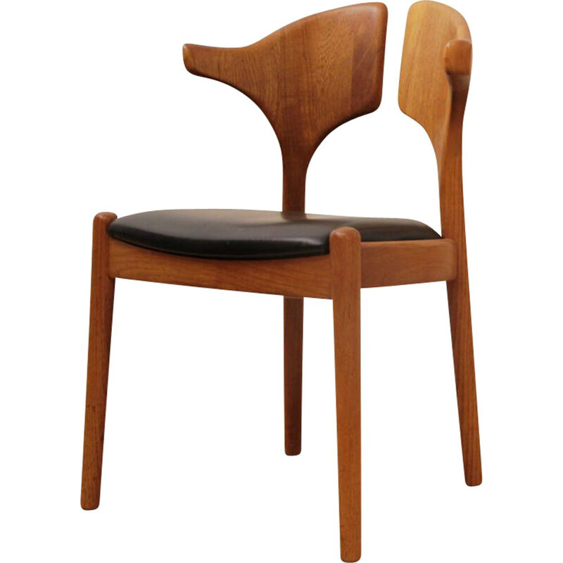 Danish vintage teak and leather Gingko chair, 1960s