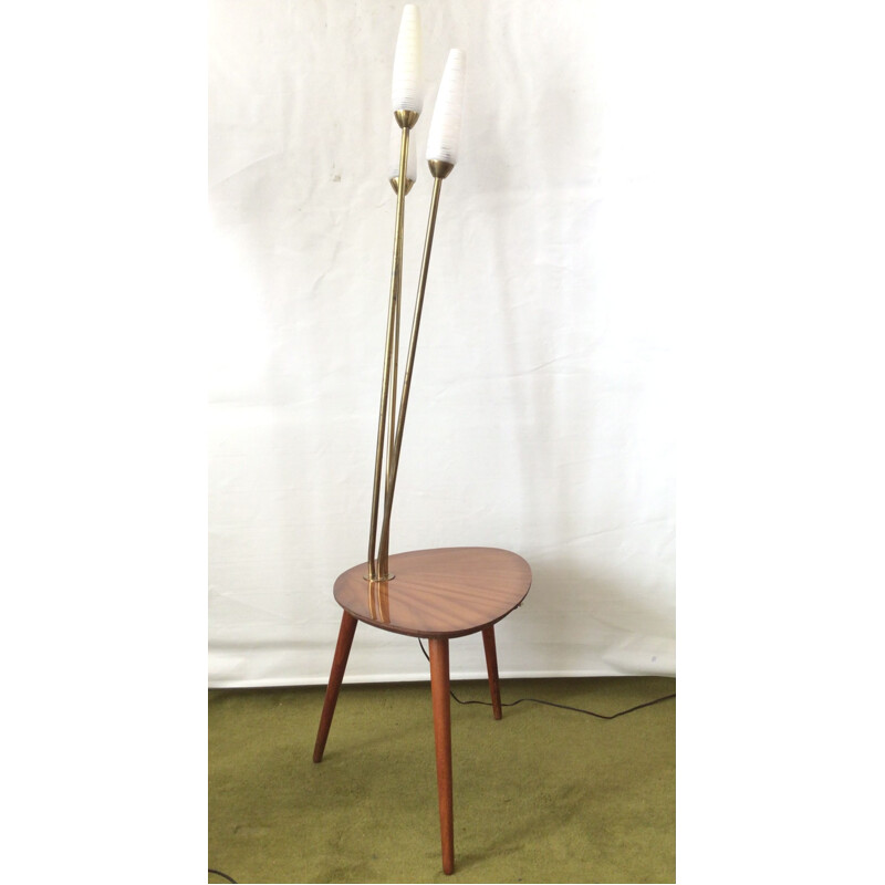 Vintage tripod floor lamp in exotic wood