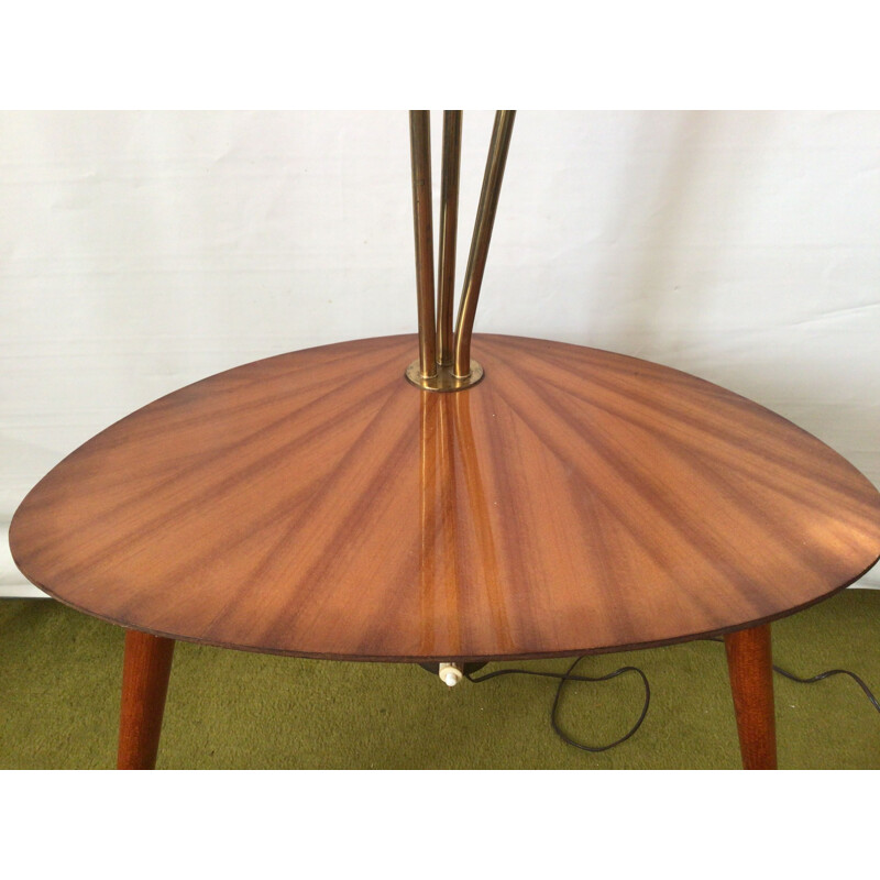 Vintage tripod floor lamp in exotic wood