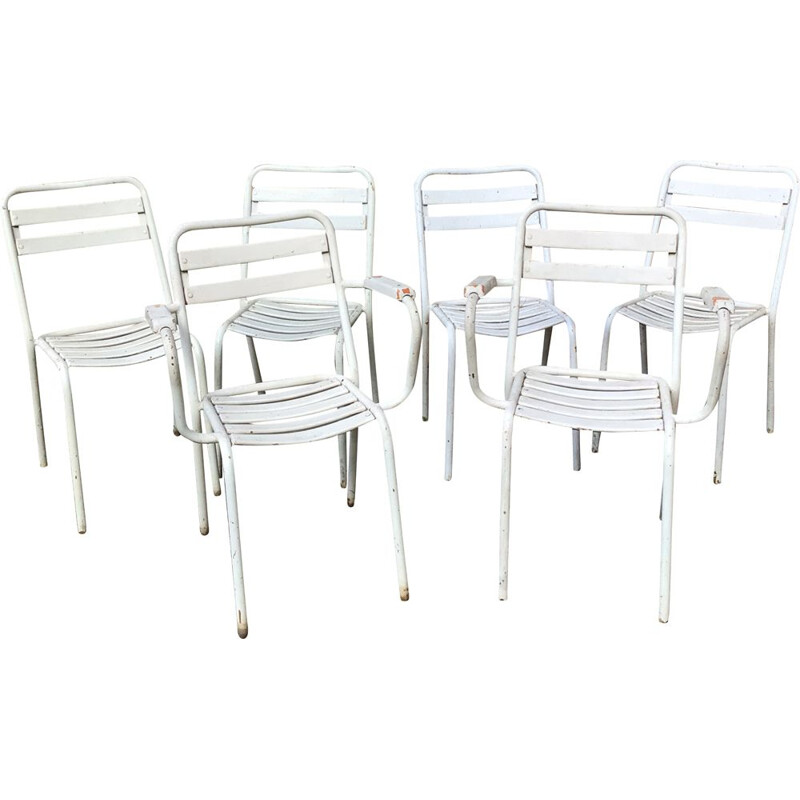 Set of 5 vintage Tolix garden chairs, 1950