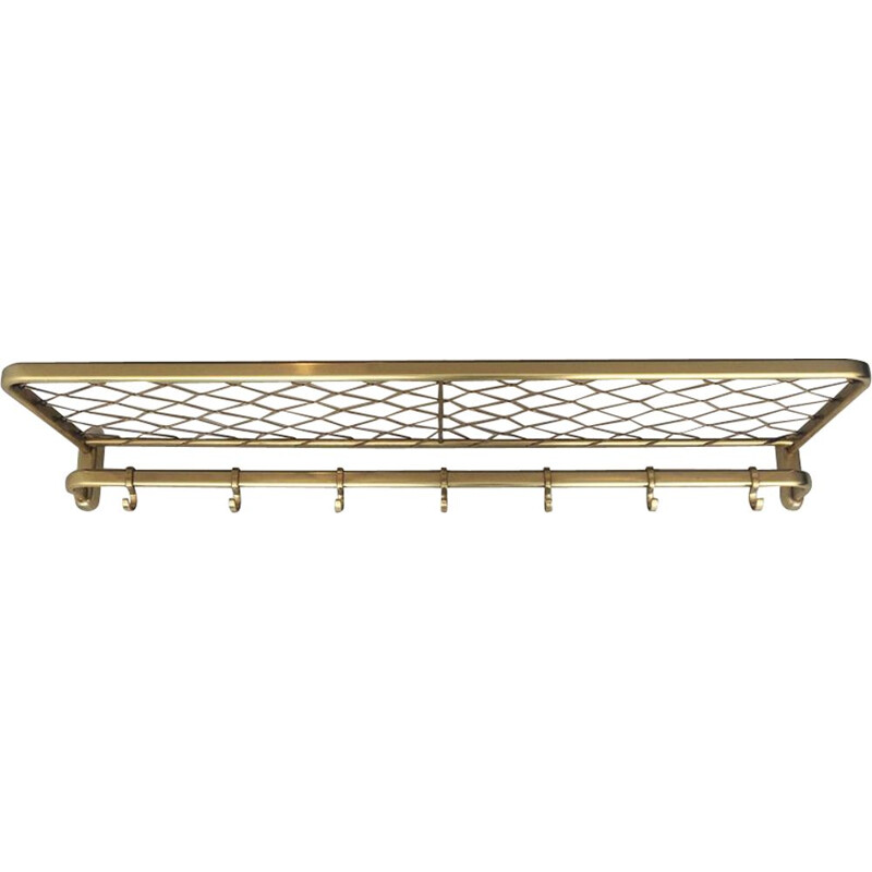 Vintage metal coat rack with hat shelf, 1950s