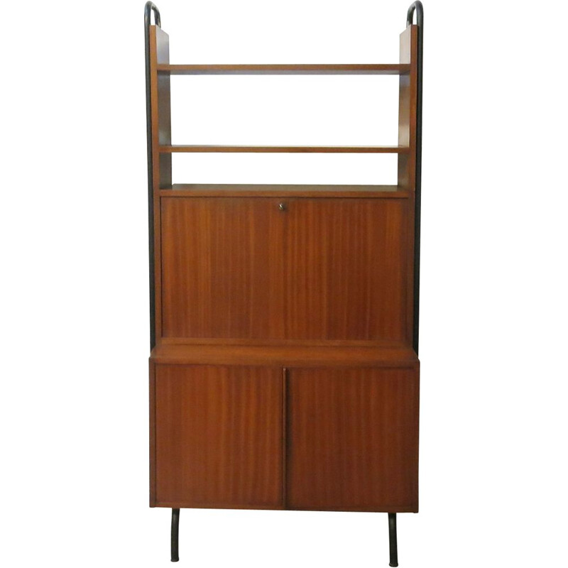 Vintage mahogany secretary by Robert Charroy for Mobilor, 1950