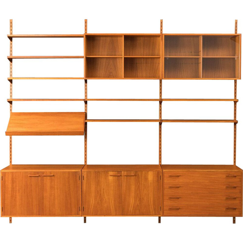 Vintage teak wall unit by Kai Kristiansen for Fm Møbler, Denmark 1960s