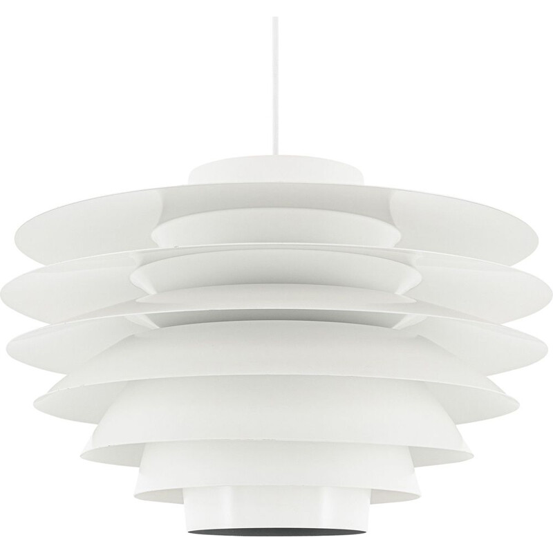 Vintage "Verona" pendant lamp in white fabric by Svend Middelboe for Nordisk Solar, Denmark 1960