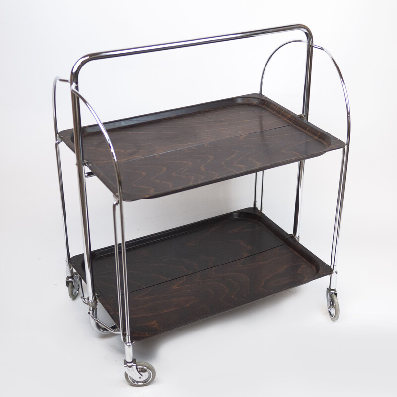 Vintage formica & rosewood folding trolley on wheels by Gerlinol, Germany 1960s