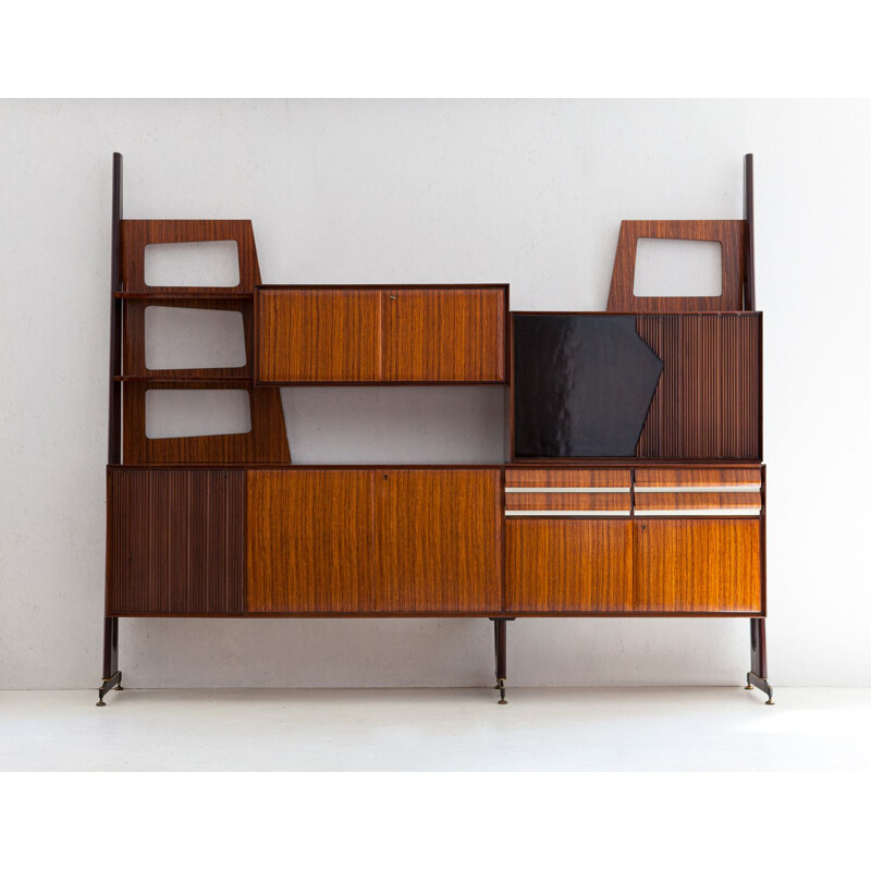 Italian vintage wall unit with bar, 1950s