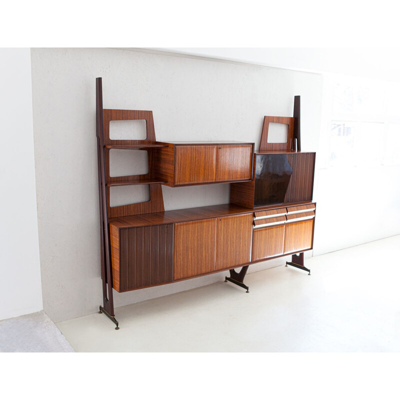 Italian vintage wall unit with bar, 1950s