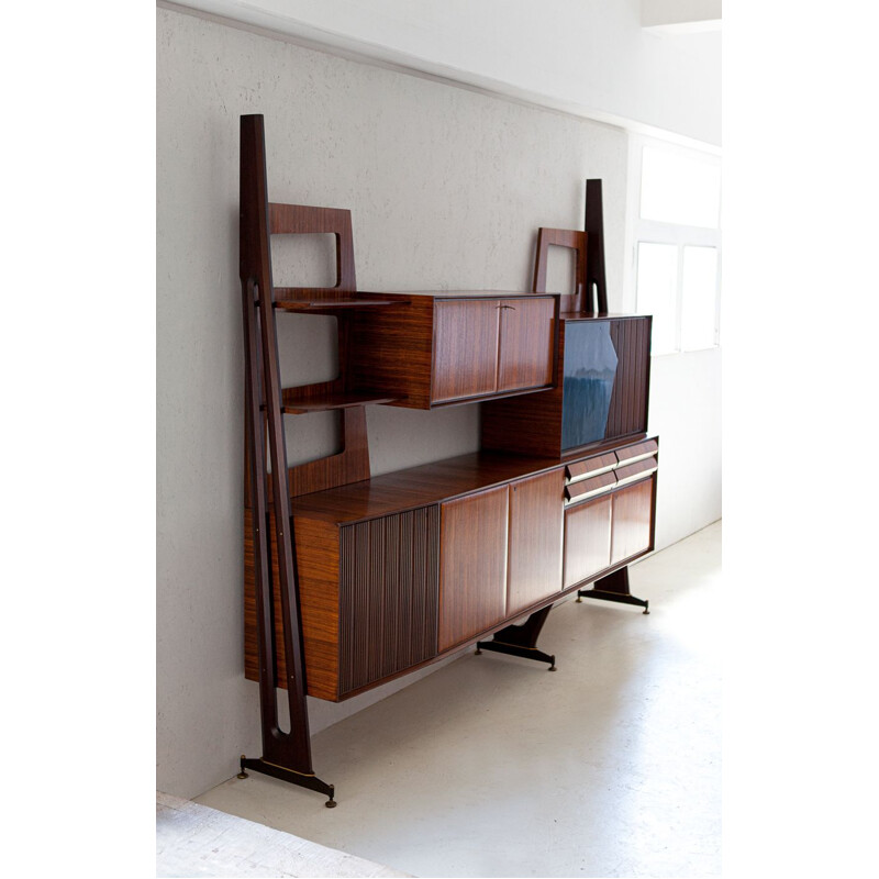 Italian vintage wall unit with bar, 1950s