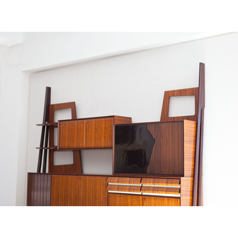 Italian vintage wall unit with bar, 1950s