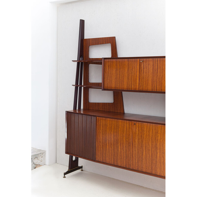 Italian vintage wall unit with bar, 1950s