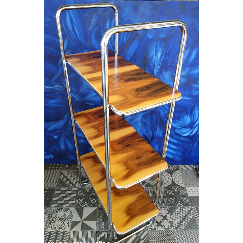 Vintage chrome plated and rosewood shelves, Czech Republic