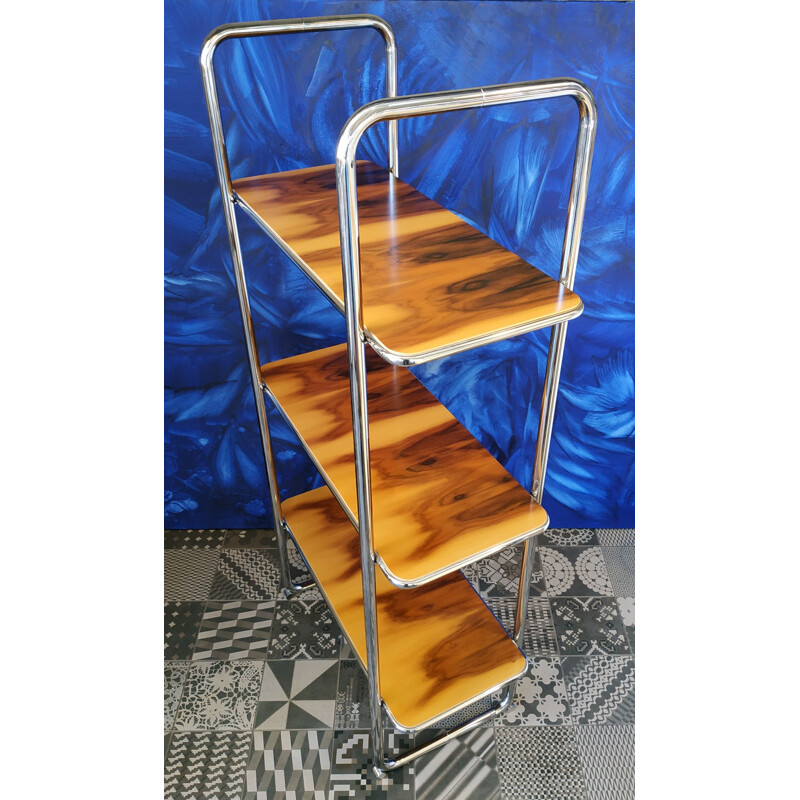 Vintage chrome plated and rosewood shelves, Czech Republic