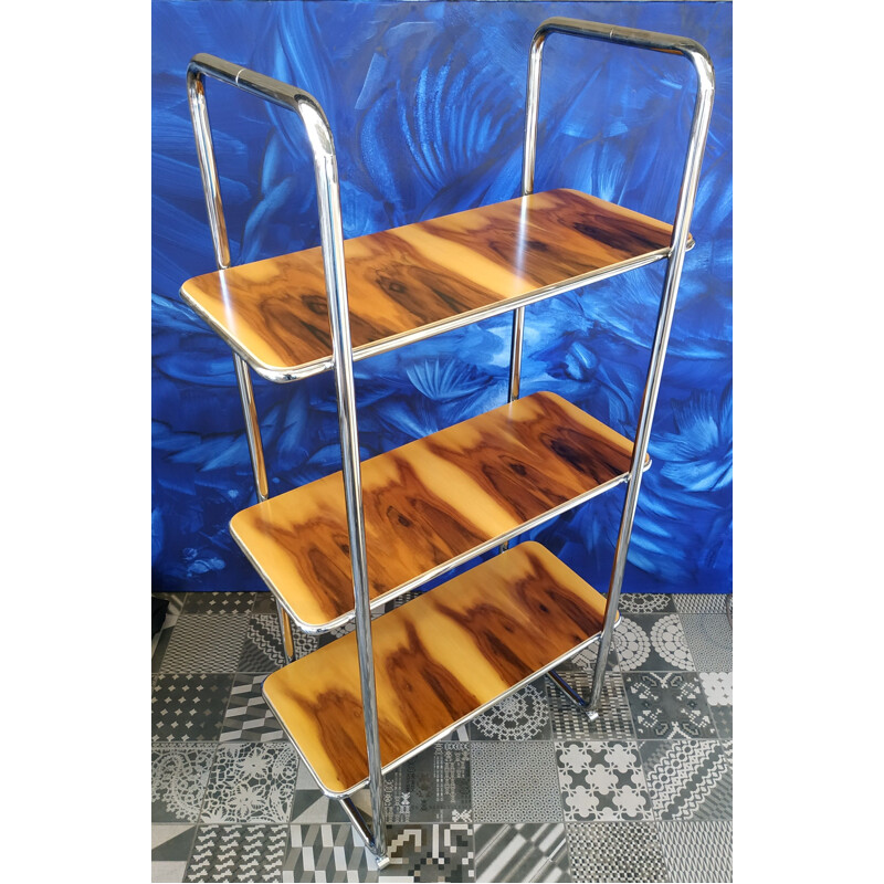 Vintage chrome plated and rosewood shelves, Czech Republic