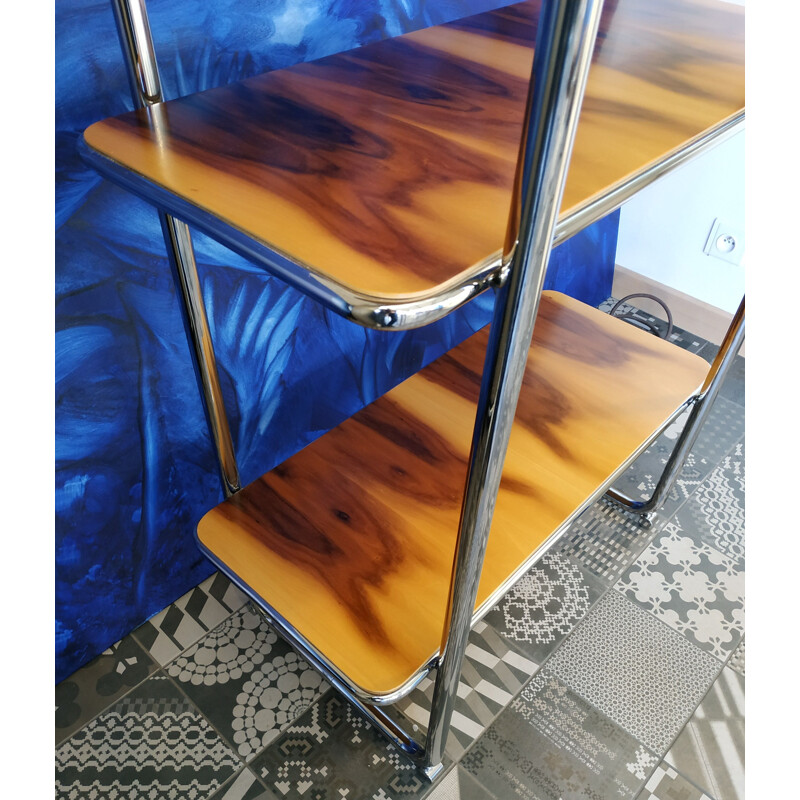 Vintage chrome plated and rosewood shelves, Czech Republic