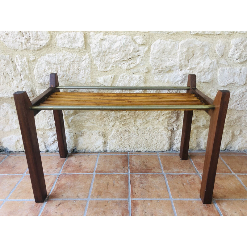 Vintage side table with slats, Scandinavian 1960