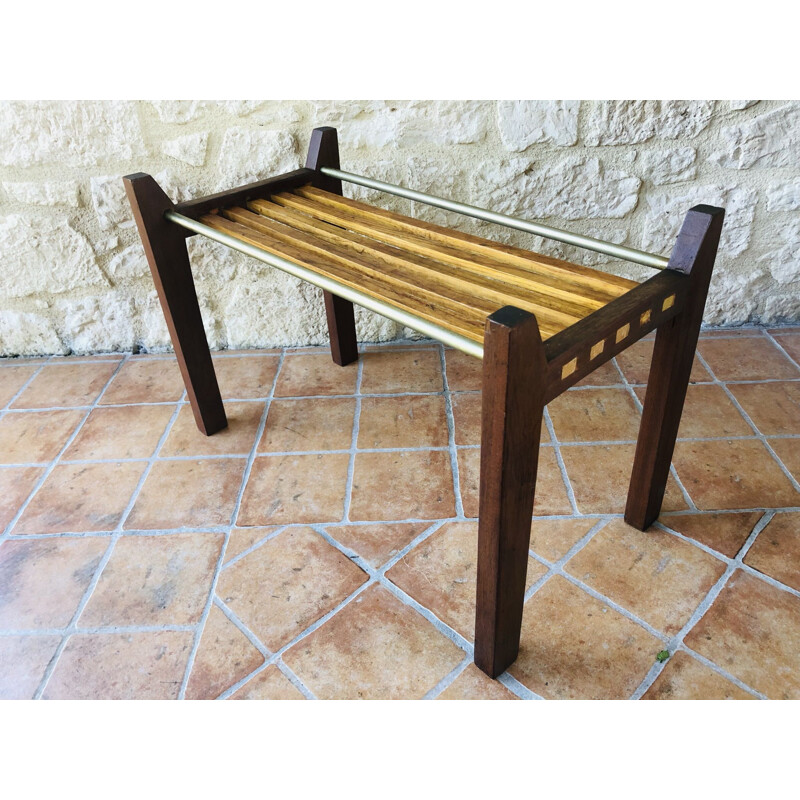 Vintage side table with slats, Scandinavian 1960