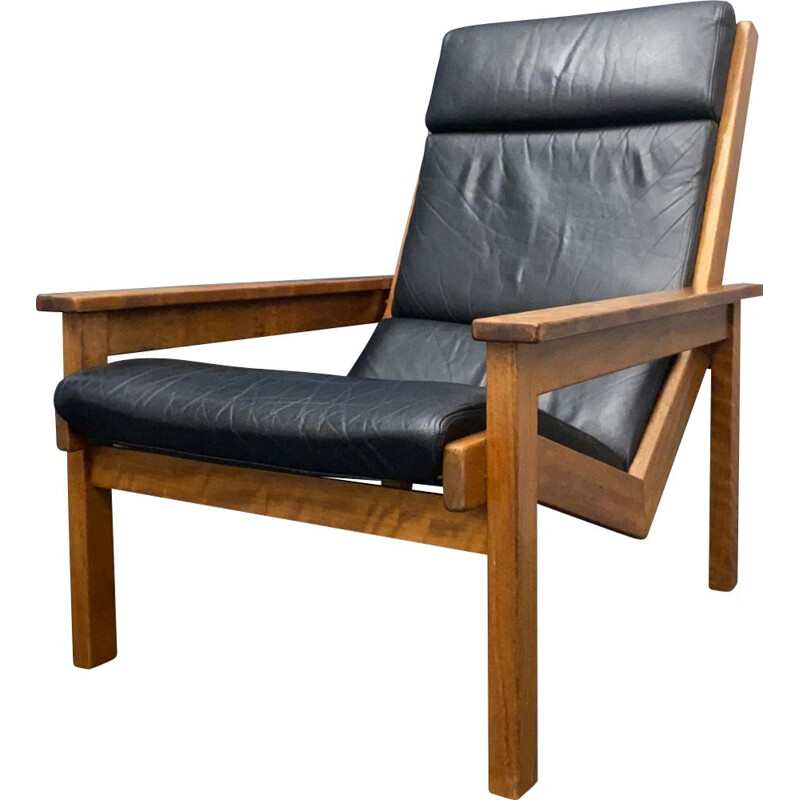 Vintage Lotus armchair in leather and teak by Rob Parry for Gelderland, Netherlands 1960s