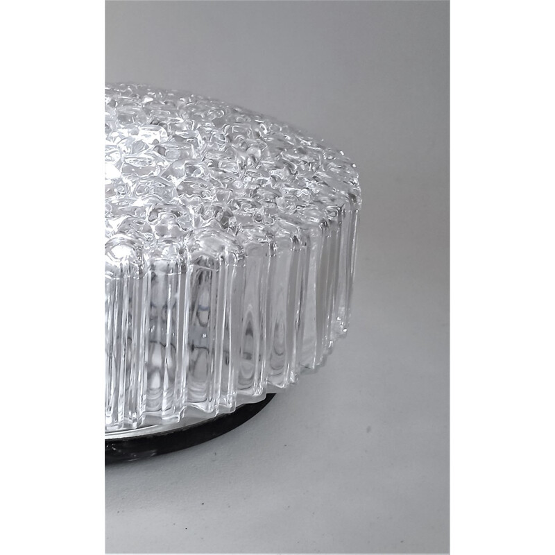 Lámpara de techo vintage de cristal de burbujas gruesas de Helena Tynell para Glashütte Limburg