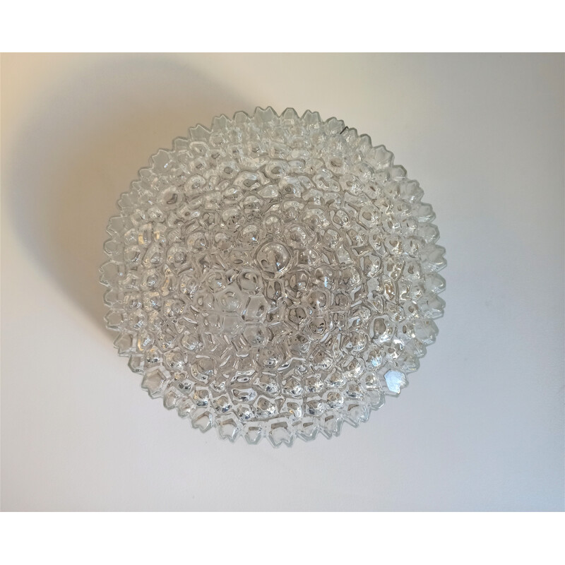 Vintage ceiling lamp in thick bubble glass by Helena Tynell for Glashütte Limburg
