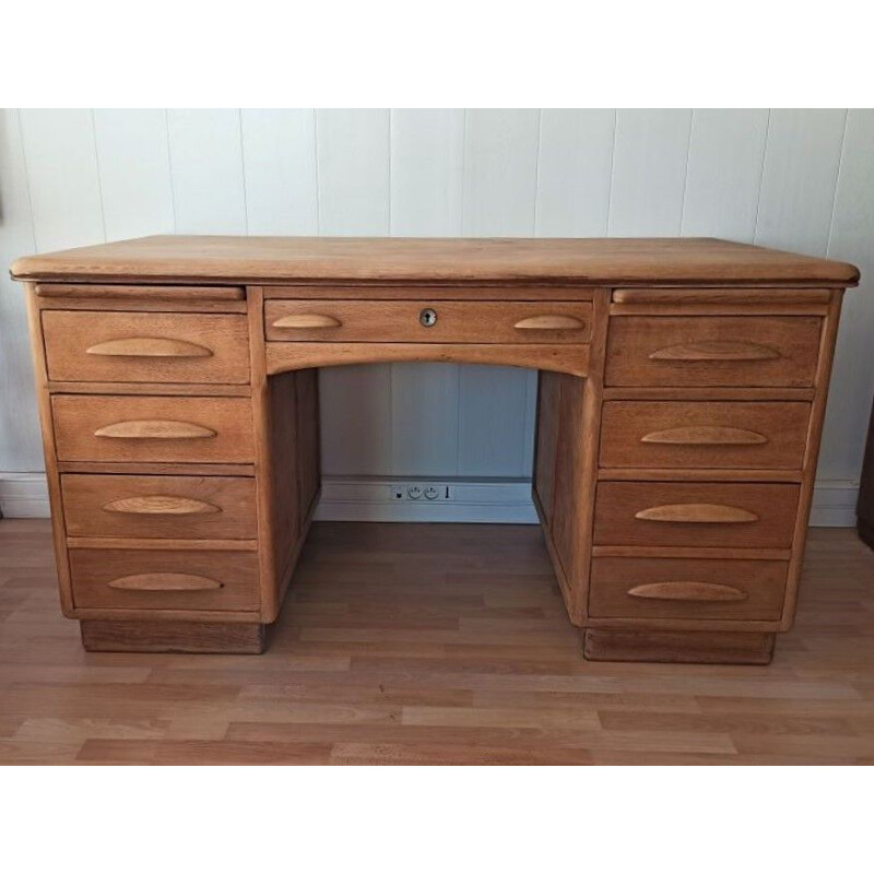 Vintage English desk in ashwood, 1950